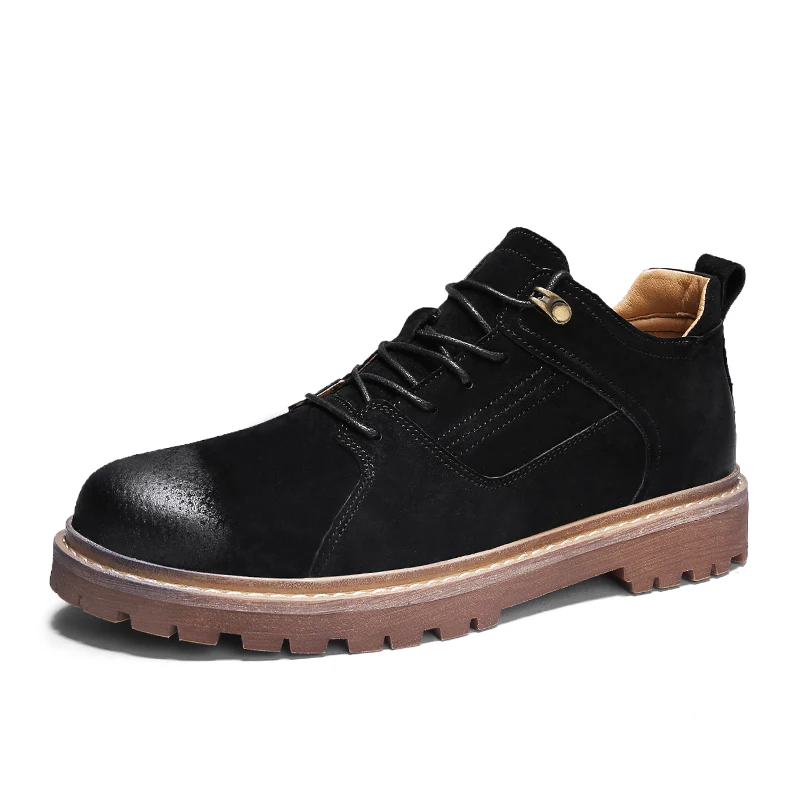 Брендовые новые модные мужские повседневные кожаные туфли на шнуровке, дорожные кроссовки, мужские оксфорды, Рабочая обувь - Цвет: Black
