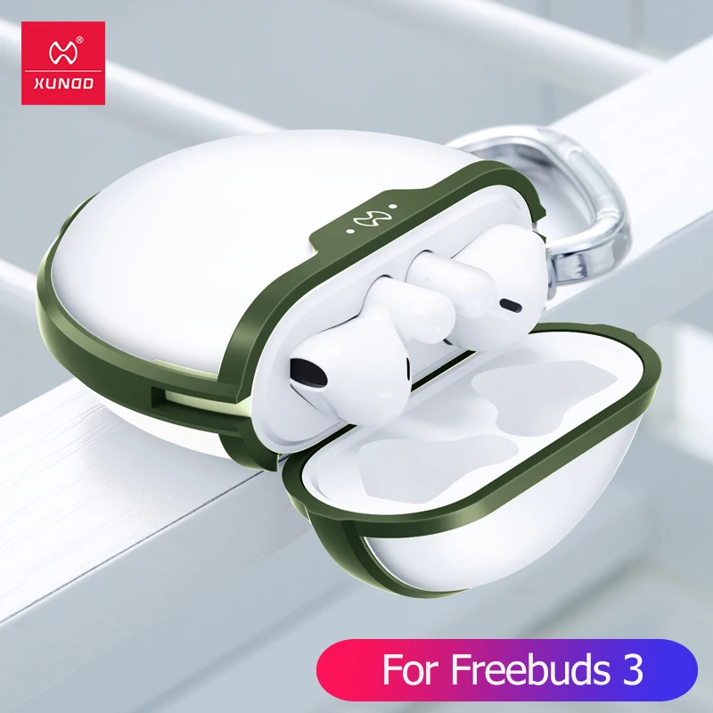 Green Dark Чехол Xundd для huawei Freebuds 3 чехол для наушников Shookproof Airbag Bumper Cover прозрачный крючок для Honor Flypods Freebuds 2 Pro Чехол - Цвет: Green Dark