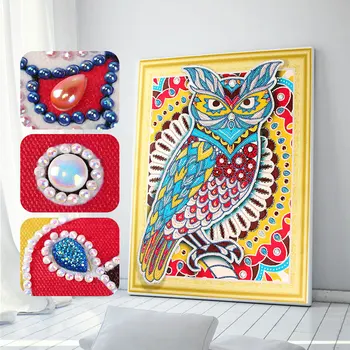 

Meian 5D Diamond Painting Special Shaped Animals Owl Rhinestone Round Mosaic Home Partial Diamond Embroidery New Arrivals 2019