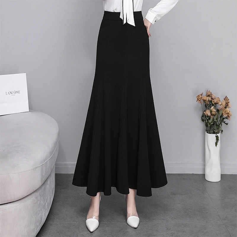 

TIYIHAILEY Free Shipping 2021 Fashion Long Maxi Skirt Women Plus Size S-2XL Mermaid Style Fish Tail Stretch Ladies Black Skirt