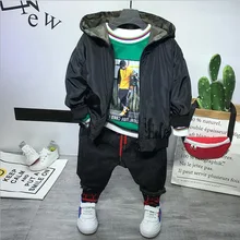 Весенне-осенние комплекты для детей одежда для малышей комплект из 3 предметов для мальчиков, костюм для отдыха куртка для мальчиков+ футболка+ джинсы комплекты для мальчиков спортивные комплекты для мальчиков 2-6 лет