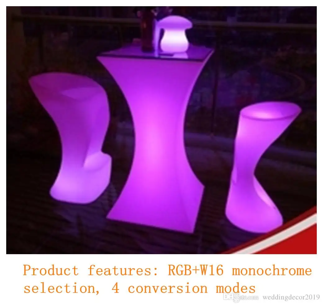 New led bar furniture Rechargeable LED cocktail table plastic bar coffee table L45*W45*H110cm with remote control