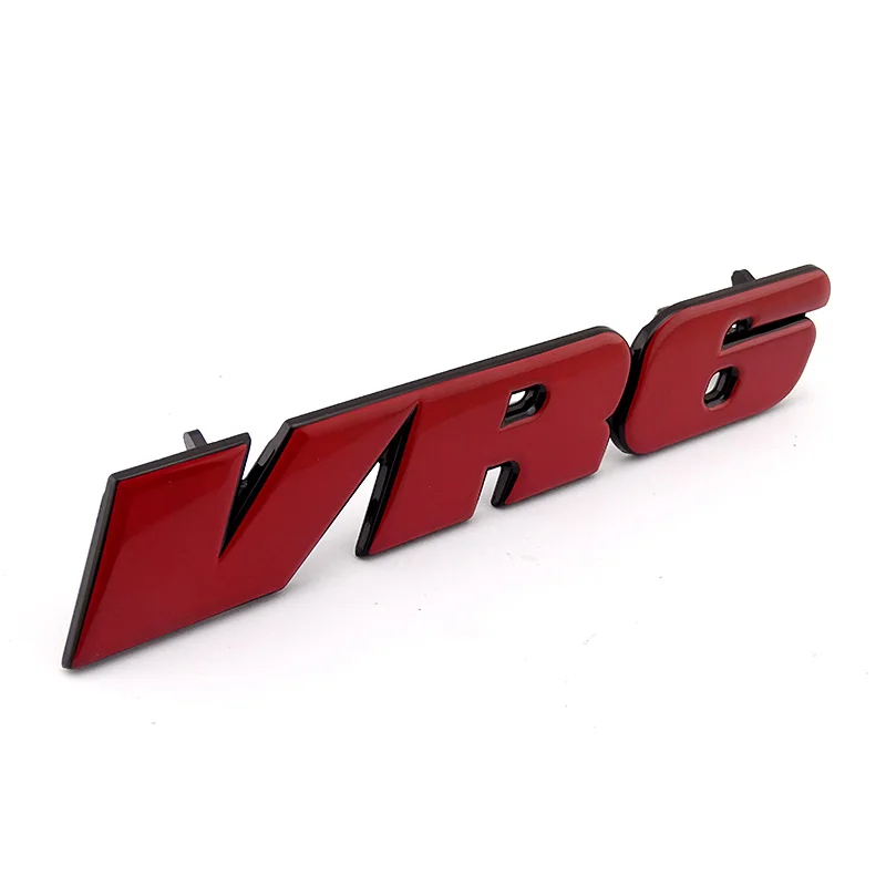 Chrome 3D Sticker VR6 Car Grill Badge Emblem Decal MK3 Grille Auto Logo for VW Golf Corrado Jetta Passat - Название цвета: red