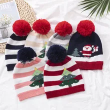 Special Price Christmas children's hats knitted warm thickened 2-5 year old stripes colorful Santa Claus pattern 2020 New Year decoration Special Price Christmas children's hats knitted warm thickened 2-5 year old stripes colorful Santa Claus pattern 2020 New Year decoration