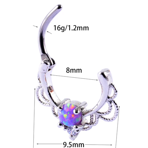 Purple Opal Stone Ear Tragus Cartilage Stud Industrial Conch Daith Ring Nose Lip Nipple Tongue Barbell Piercing Jewelry
