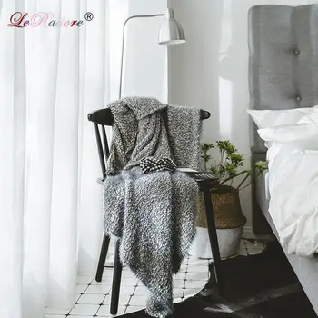

LeRadore Pure Handmade Knitted Blanket Thick Yarn Polar Fleece Fabric Autumn Winter Sofa Bed Home Decor Throws Blankets 130*160