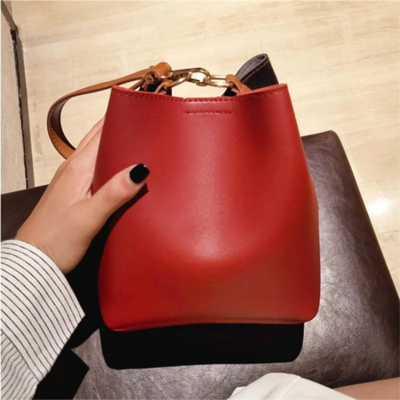 Модный дизайн женские Лоскутные маленькие сумки ведро с панелями Дамская