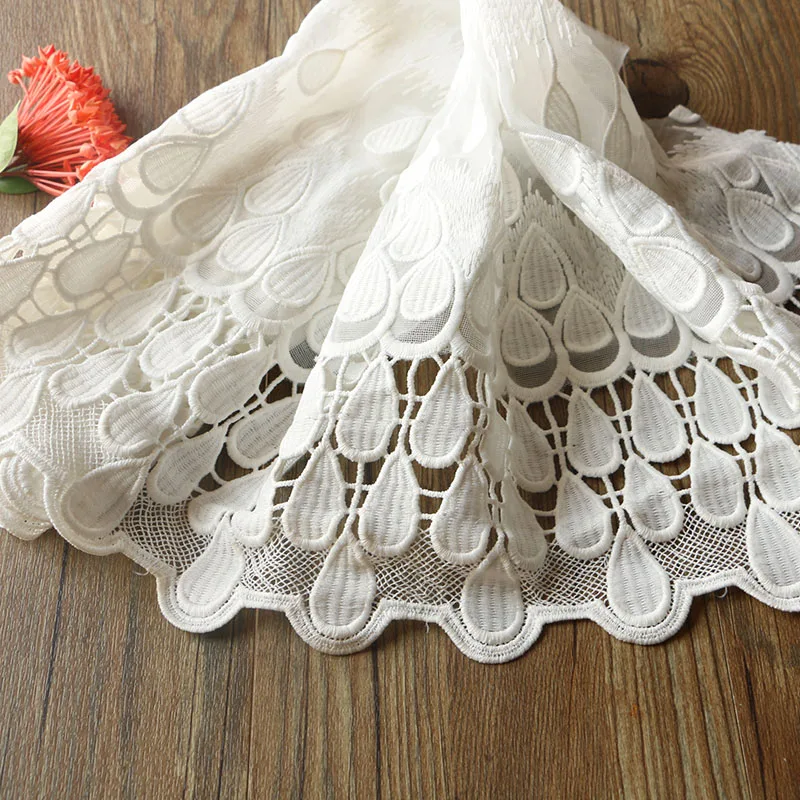 

New 1Yards/Lot 27CM High Quality Lace Trim Embroidery Lace Fabric Mesh Lace Ribbon Tulle Guipure Cord Lace Sewing DIY Doll Cloth