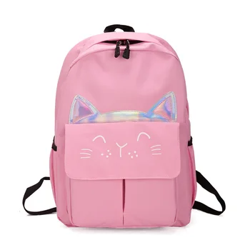 

Both Shoulders Canvas Backpack Boy Middle School Teenagers Student School Backpacks For Girl Cute Cat Ear Backpack Mochila Mujer