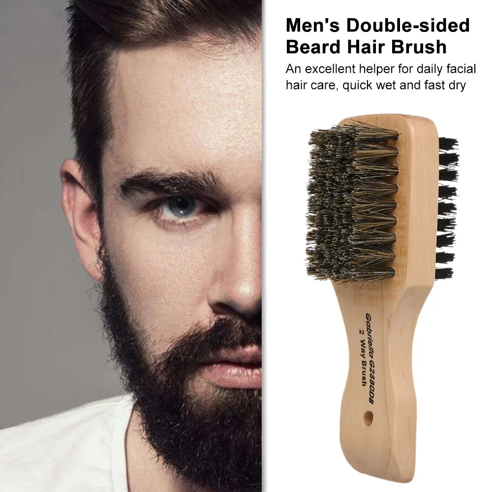 Мужская Борода щетка для волос деревянная ручка щетка для бритья мужские усы щетки и гребни для волос Двухсторонняя щетка для волос на лице