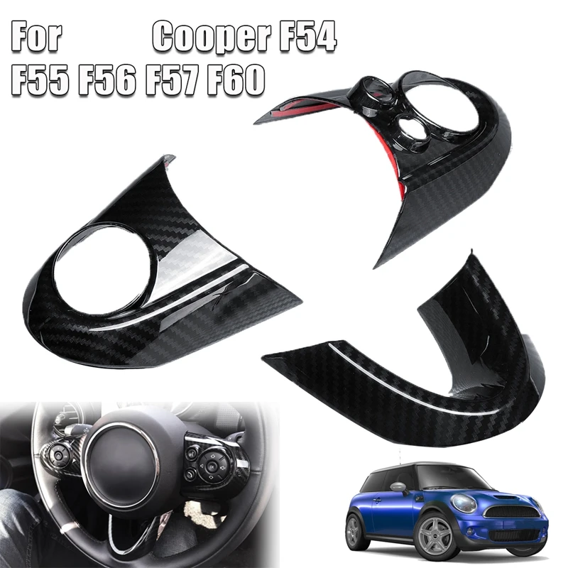 3 шт. Чехлы рулевого колеса автомобиля для MINI Cooper F54 F55 F56 F57 F60 углеродное волокно Стиль Авто салонные аксессуары наклейка крышка