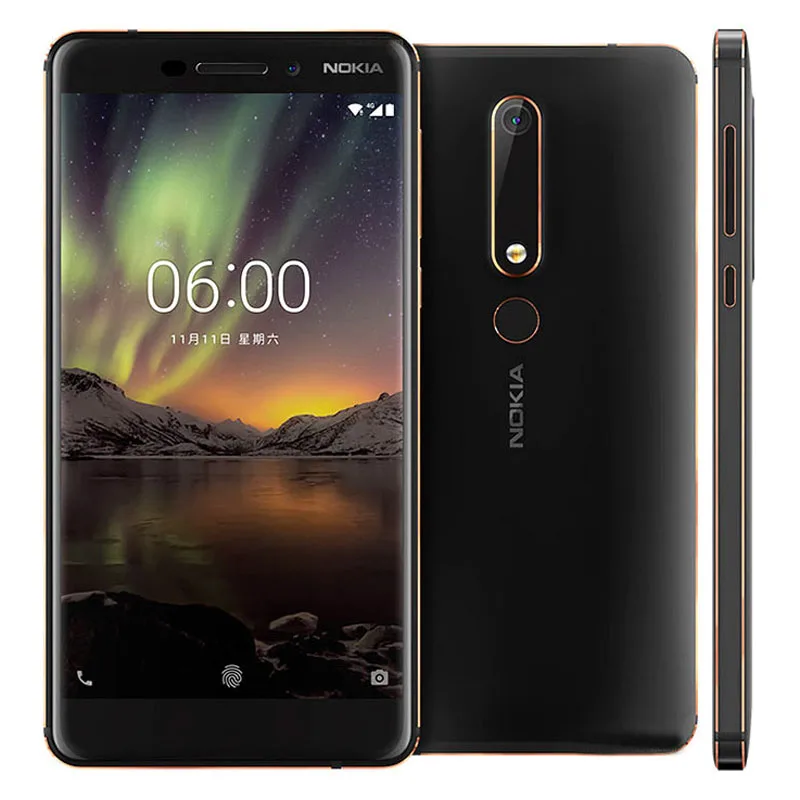Original Nokia 6,1 teléfono celular 4 + 32GB 4GB + 64GB Android 5,5 ”teléfono Screen16MP Cámara Octa core desbloqueado Dual sim Samart teléfono