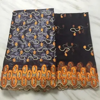 

High quality 2020 popular 5yards african bazin lace fabric+2yards french net lace african lace fabric for dress FF16106