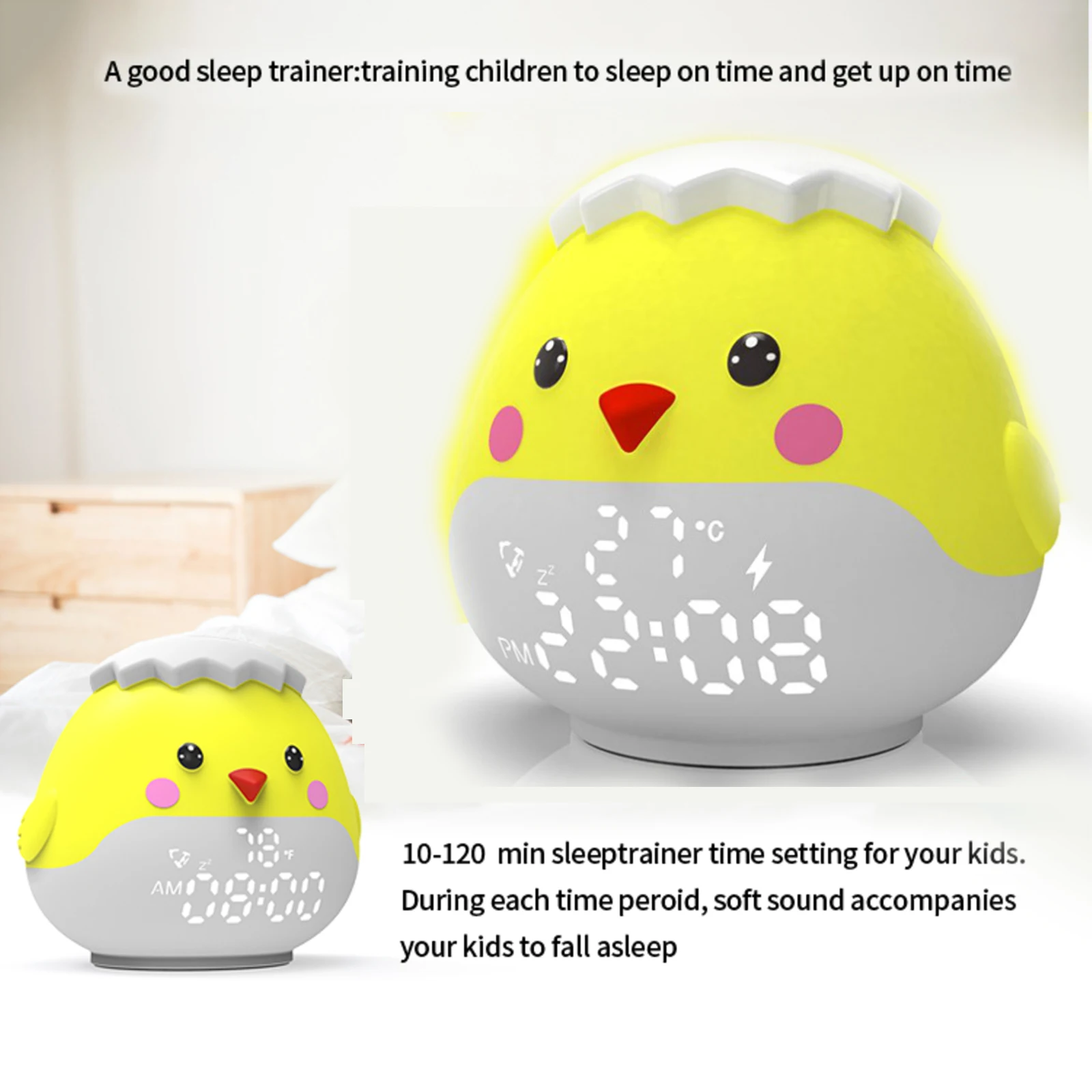 Led Children Night Light For Kids Cute Chick Alarm Clock Bedroom Decor