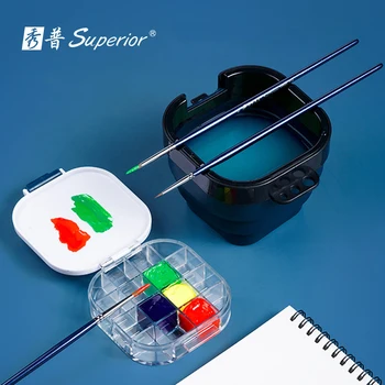 

Superior Foldable 3 in 1 Pen Washing Bucket Moisturizing Watercolor Pigment Case Palette Used For Gouache Oil Painting