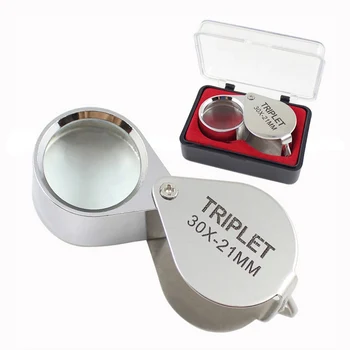 

Portable Foldable 30X Power 21mm Jewelers Magnifier Eye Loupe Jewelry Store Magnifying Glass With Box Reading