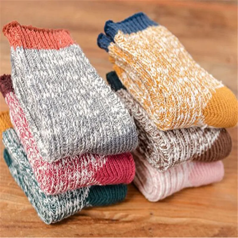 4Pairs/lot Kids Girls Socks Woolen Knitted Socks for Boy Winter Warm for Girls Thick Children Stuff Suitable 1-12Years