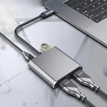 

4 in1 Type C to Dual HDMI USB 3.0 4K Display Adapter Converter for MacBook-Pro