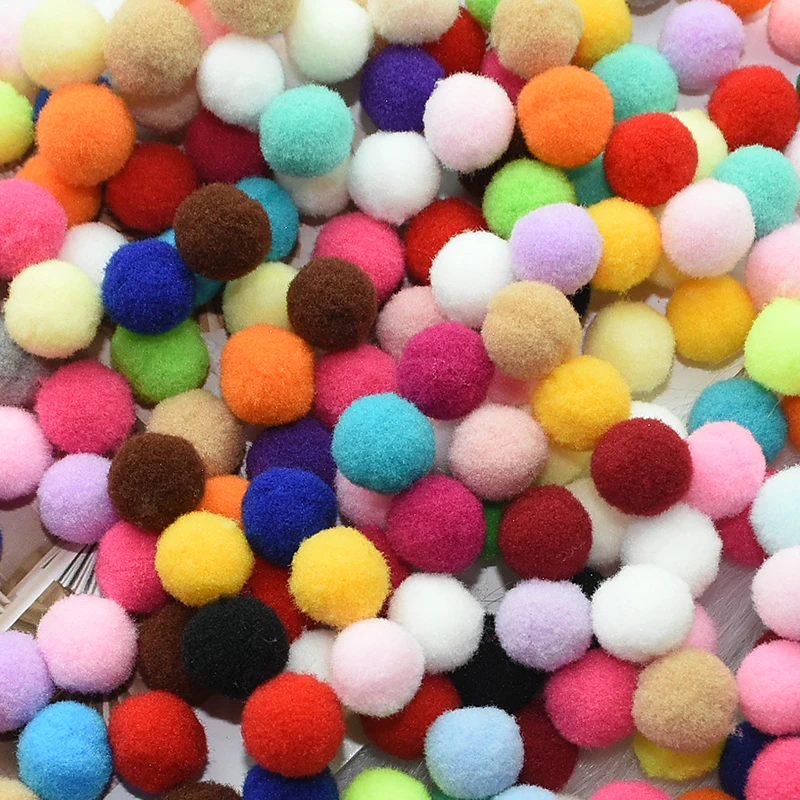 100pcs 15/20/25mm Fluffy Soft Pompom Ball DIY Handmade Kid Toy Doll Garment Sewing Material Color Pom Poms Decor Supplies Crafts