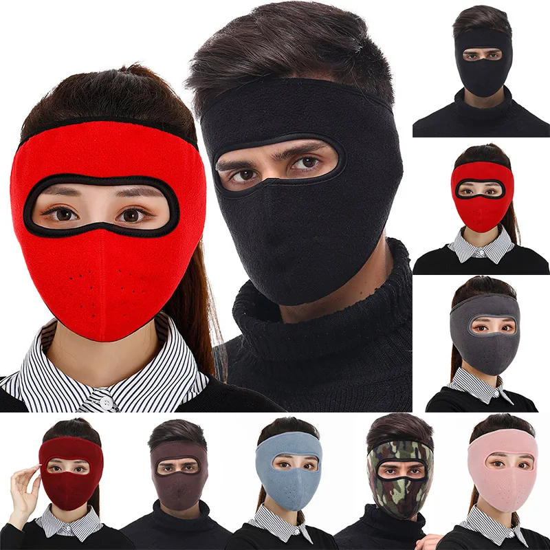 Men Women Winter Warm Full Face Mask Outdoor Riding Ski Dustproof Breathable Double-sided fleece sweat-absorbent Mask