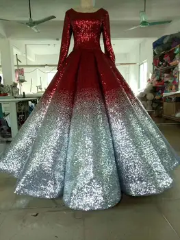 

2019 high quality red sequence French Nigerian sequins net lace,African tulle mesh sequence lace fabric for dress 5yards/lot