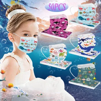 

Disposable Face Mask Children's Masks 3-layer Face Masks 50pc Cartoon Kids Filter Hygiene Thicken Children's Face Mouth Mask