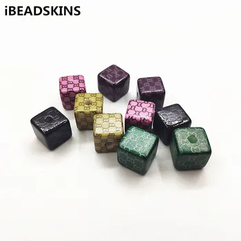 

New arrival! 13mm 50pcs Cloth pattern print Cube beads for earrings accessories,Earring parts Jewelry findings DIY Make