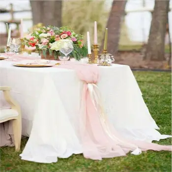 

1Pcs Beautiful Soft Chiffon Table Runner Tablecloth Wedding Christmas Party Home Decor Chair Sash Party Banquet Table Runner