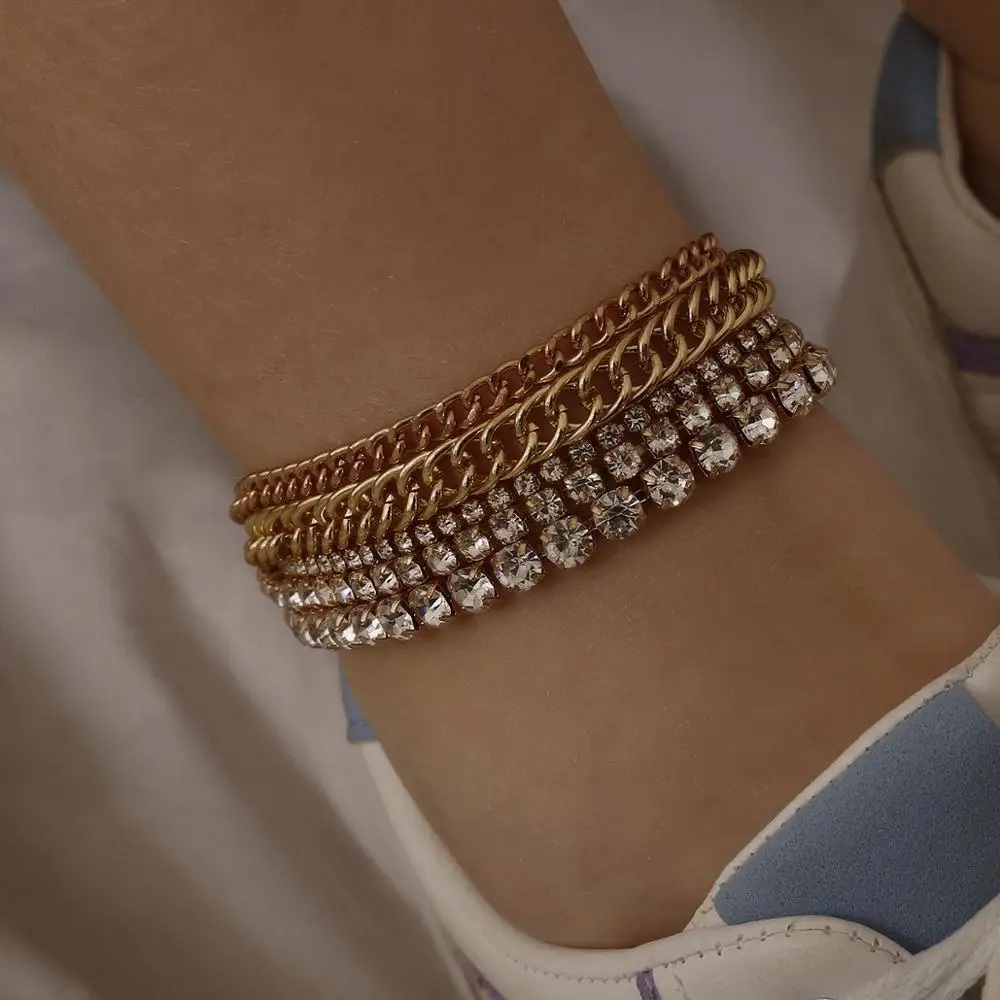 5 pc/set CZ Zircon Crystal Ankle Bracelet Multi-layer Gold Chain Anklets for Women Beach Barefoot Sandals Feet Bracelets Jewelry 5 pc/set CZ Zircon Crystal Ankle Bracelet Multi-layer Gold Chain Anklets for Women Beach Barefoot Sandals Feet Bracelets Jewelry