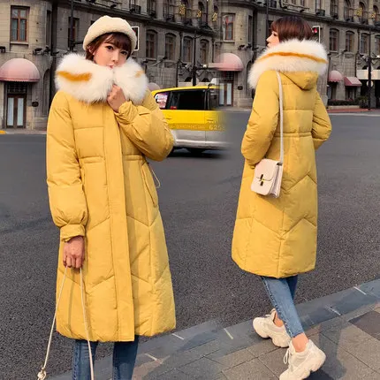 

Photo Shoot South Korea Dongdaemun 2019 New Style Autumn And Winter Down Jacket Women's Mid-length Loose-Fit Cotton-padded Cloth