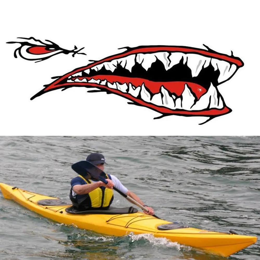 DSYCAR 1 Paar Haaientanden Mond Vinyl Sticker Decals Rubberboot Kajak Boot  Vissen Motorfiets Auto Bumper Grafische Accessoires - AliExpress, image size:1000x1000