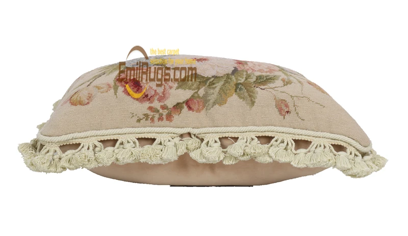Вышивка бежевый Подушка Hwoven декоративный бросок едят шерстяные Цветочные Розы luxuryofa