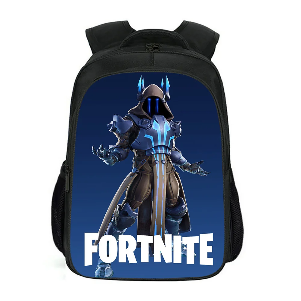 Fortnite-mochila de juego para adolescentes, bolsos escolares con cremallera tipo 3D para niños y niñas, 16 pulgadas, dibujos animados