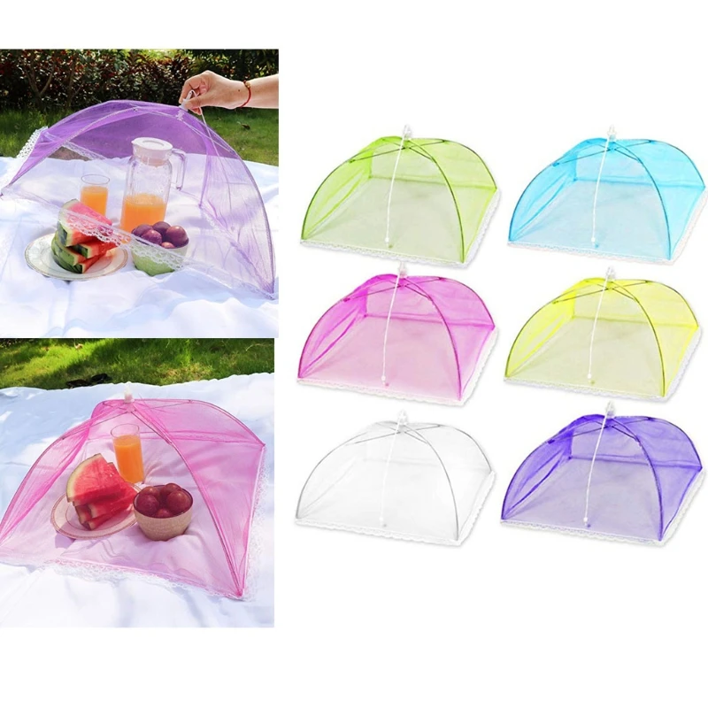 6 Pcs Pop-Up Mesh Screen Food Cover Tent Reusable Collapsible Anti Fly Mosquitoes Umbrella Net Protector for Home Ou | Дом и сад