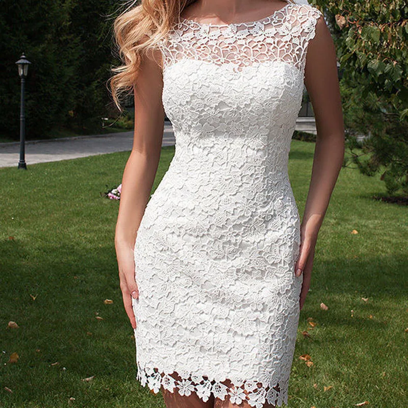 Vestidos de gala выше колена Мини прямые платья для выпускного индивидуальный заказ с круглым вырезом съемный шлейф Кружева Вечерние платья