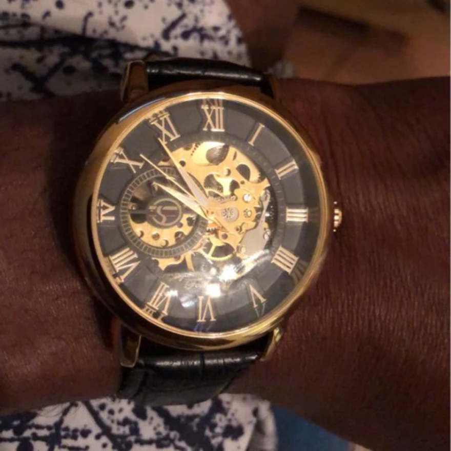 Forsining мужские часы Роскошные Механические часы со скелетом черный Золотой 3D Дизайн римские цифры черный прозрачный циферблат часы Reloj