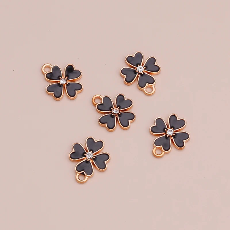 Set of 10 Enamel Flower Charms – Rose & Sakura Pendants