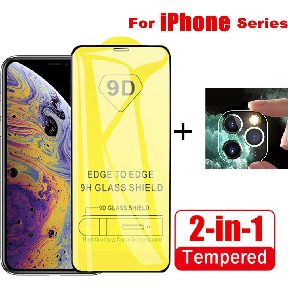 2 в 1 для iPhone 11 Pro MAX 2019 XR XS X пленка объектива камеры и 9D Защитная экрана из