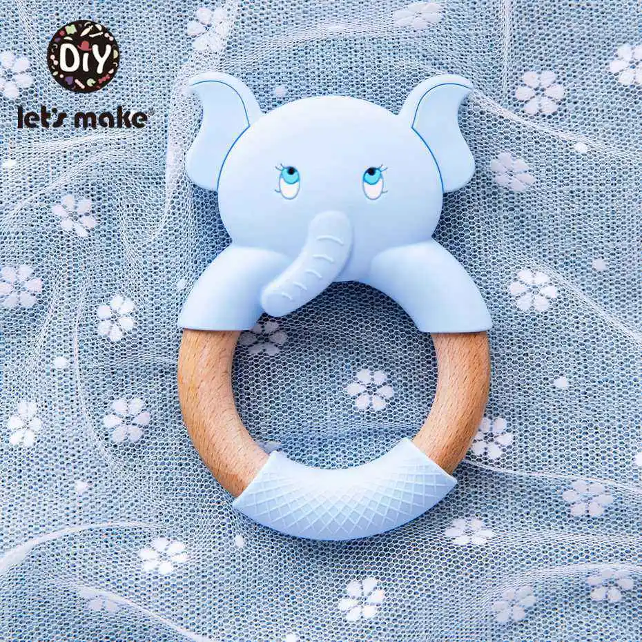 Let's Make/1 шт. детский силиконовый Прорезыватель для зубов, мультяшный Прорезыватель в форме слона, игрушка из бука, кольцо для младенцев, удобные Игрушки для малышей, Прорезыватель для зубов
