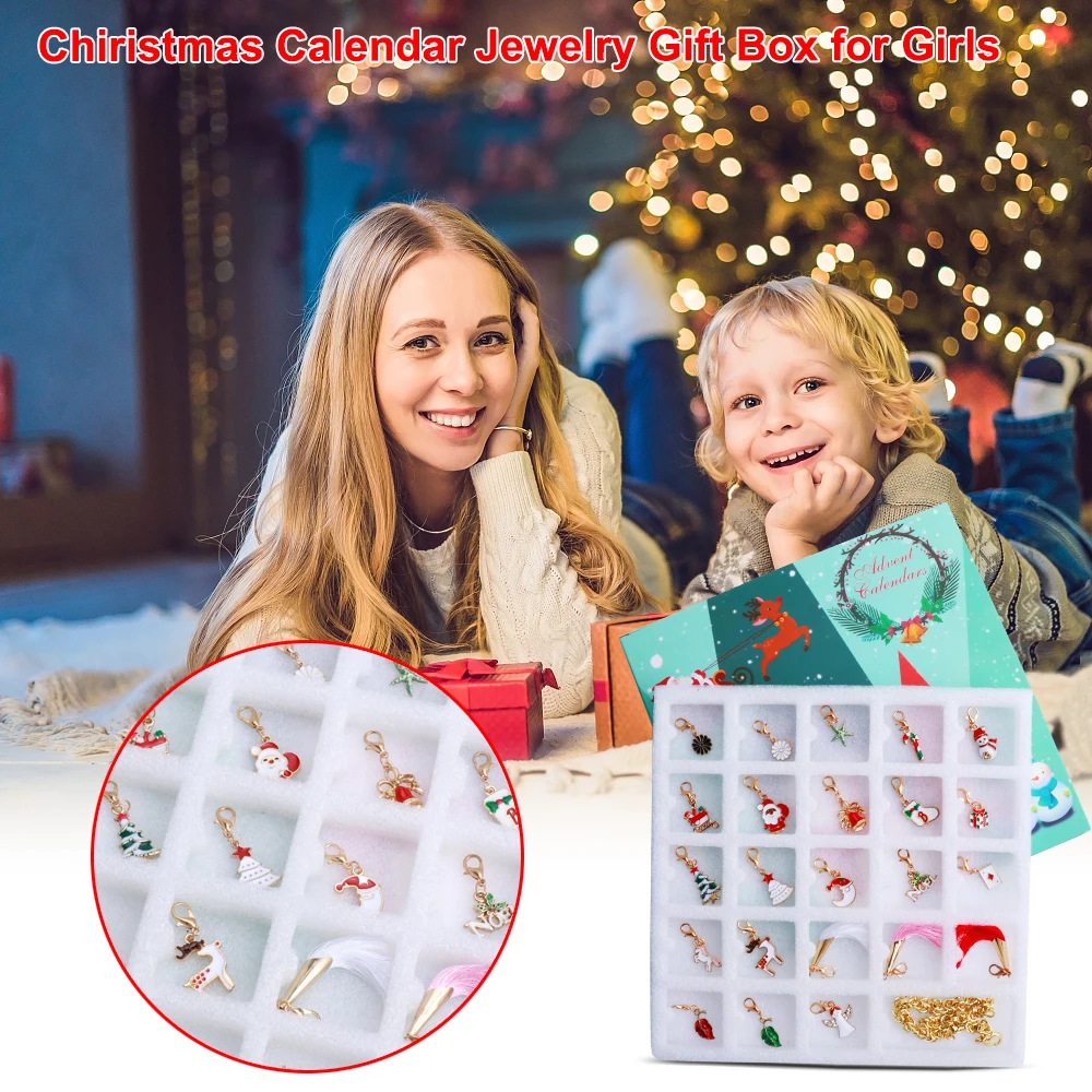 Рождественские календари обратный отсчет календарь с модным браслетом 24 дня Diy