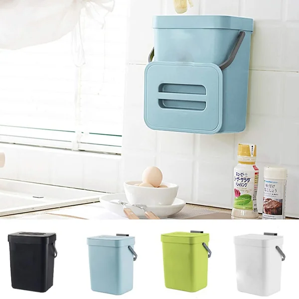 Hanging Small Trash Can with Lid Under Sink for Kitchen Food Waste Bin