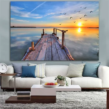 

RELIABLI ART Sea Sky Sunset Pictures Landscape Canvas Painting Wall Art For Living Room Modern Decoration Posters No Frame