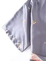 Gray satin Long Bathrobe Women Wedding Bride Bridesmaid Robe Nightgown Sleepwear Print Crane Kimono Size S M L XL XXL XXXL - Image 6