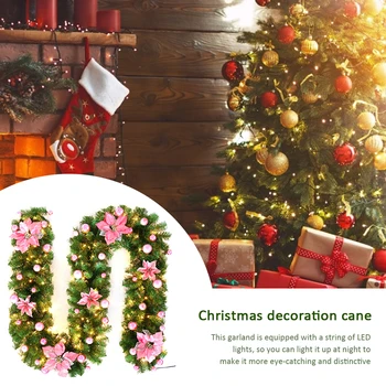 

2.7m Artificial Green Christmas Garland Wreath Xmas Home Party Christmas Decorations Pine Tree Rattan Hanging Ornaments for Kids