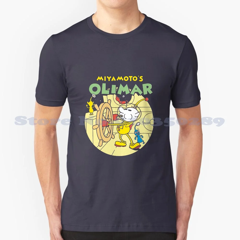 Miyamoto Olimar Nero Bianco Grigio Moda Tshirt Videogames Steamboat Willy Olimar Pikmin