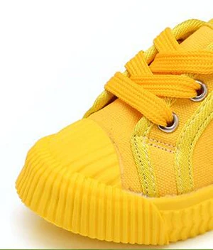 Парусиновые туфли для мальчиков спортивная обувь для девочек, обувь для тенниса шнуровка носочки для детей, детей ясельного возраста Яркий желтый цвет; женская обувь; Zapato; Повседневное sandq детский