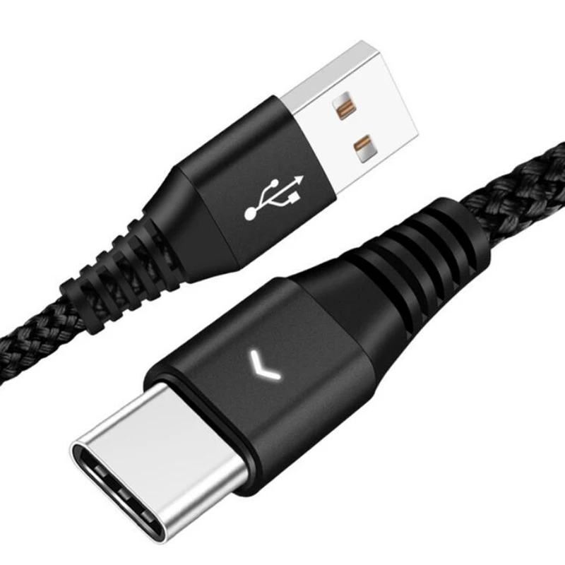 KSTUCNE Тип usb C кабель 1,2 м/1,8 м светодиодный 2.4A быстрой зарядки кабель usbc для samsung A50 A70 A30 huawei P30 P20 Lite Тип usb-usb-c - Цвет: Черный