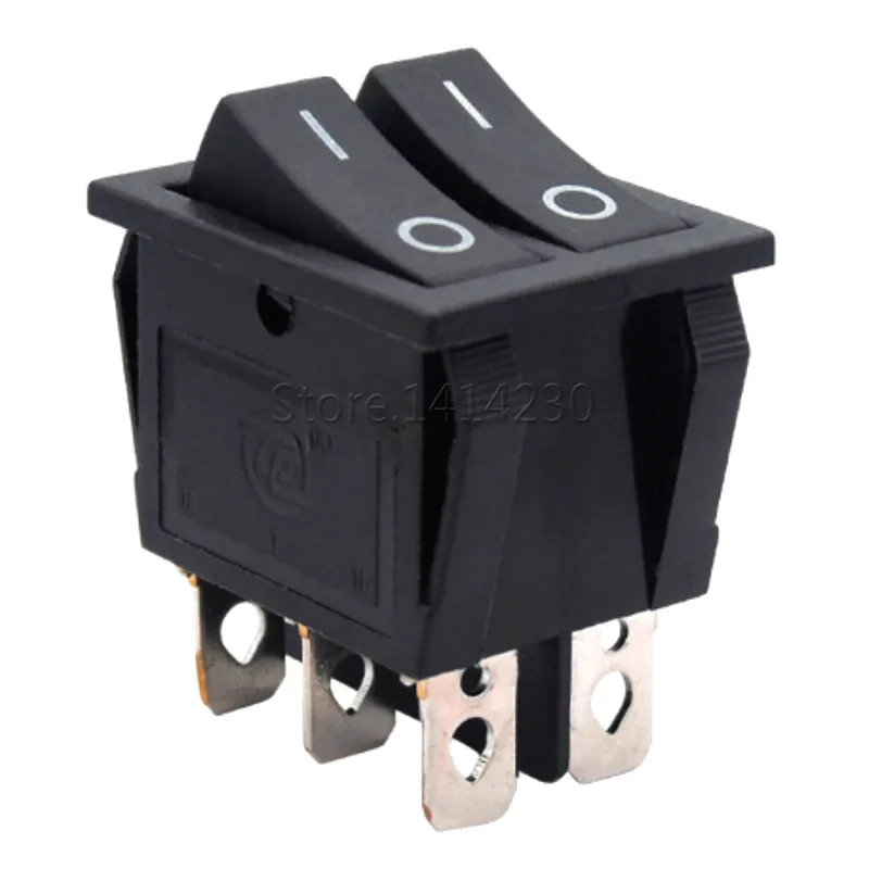 

KCD4 25x31mm Big Rocker Switches Black Two-Way Switch 6 Pin 2 Position Multi-knife Single-throw 15A 250V 20A 125VAC AC ON-OFF