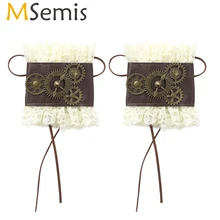 MSemis для мужчин и женщин средневековый Ретро стимпанк шестерни кожа панцири кружево наручные манжеты Винтаж Готический браслеты ручной работы уникальный аксессуар