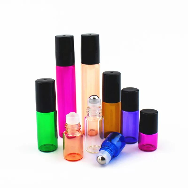50pcs Lot 1ml 2ml 3ml 5ml 10ml Colorful Perfume Roll On Bottle With Glass Metal Ball Roller Essential Oil Vials Thin Glass Roll On Perfume Roll Onroll On Glass Aliexpress